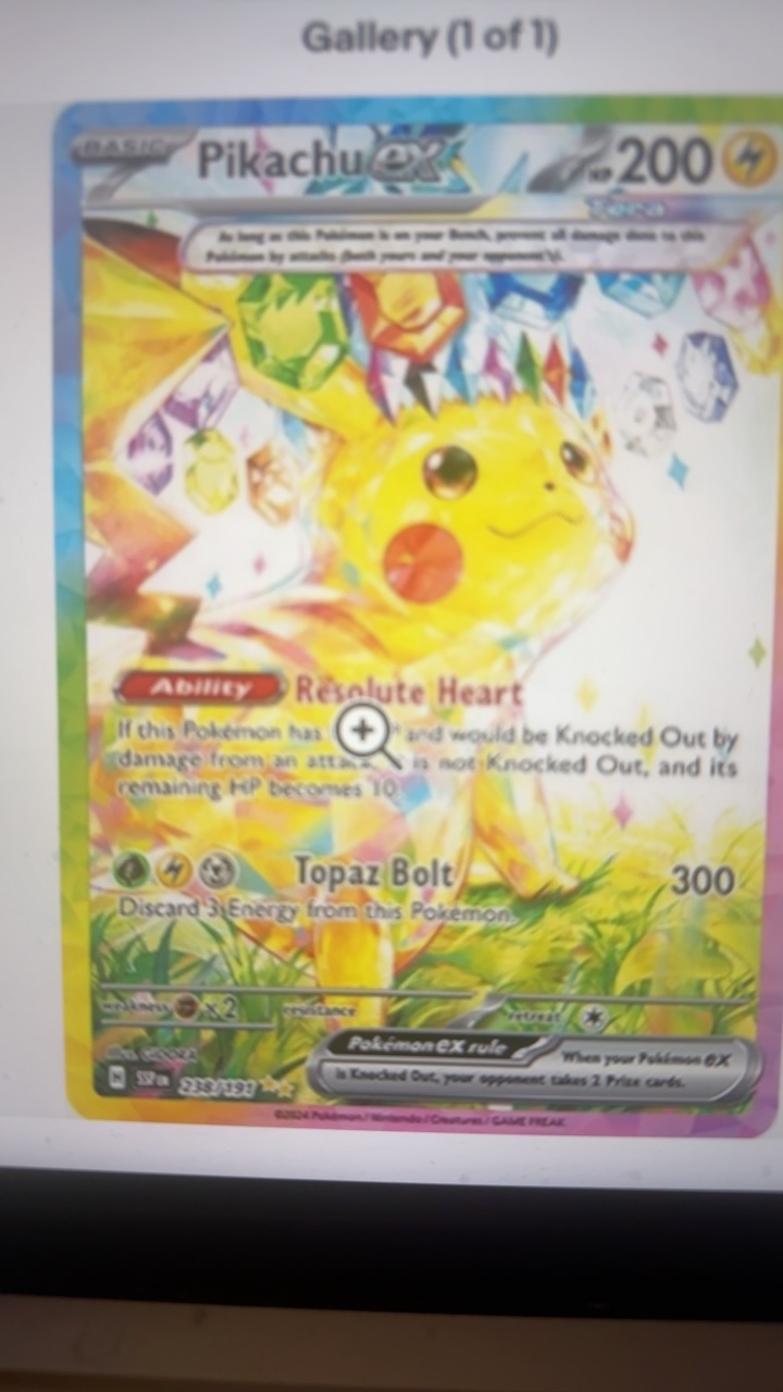 Scanned Pikachu ex from Paldea Evolved with an AI condition … — @johnblue on Catcher