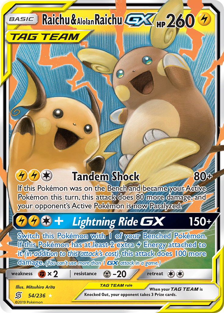 pulled the Raichu & Alolan Raichu-GX (Rare Holo GX) from Unified Minds 🔥
