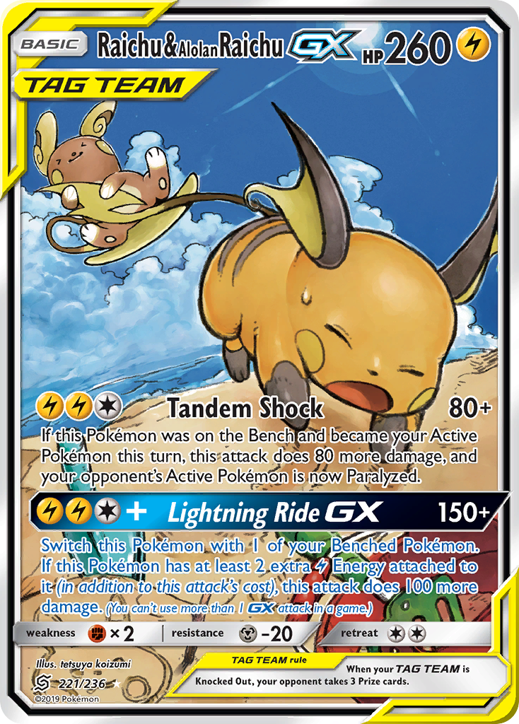 pulled the Raichu & Alolan Raichu-GX (Rare Ultra) from Unified Minds 🔥